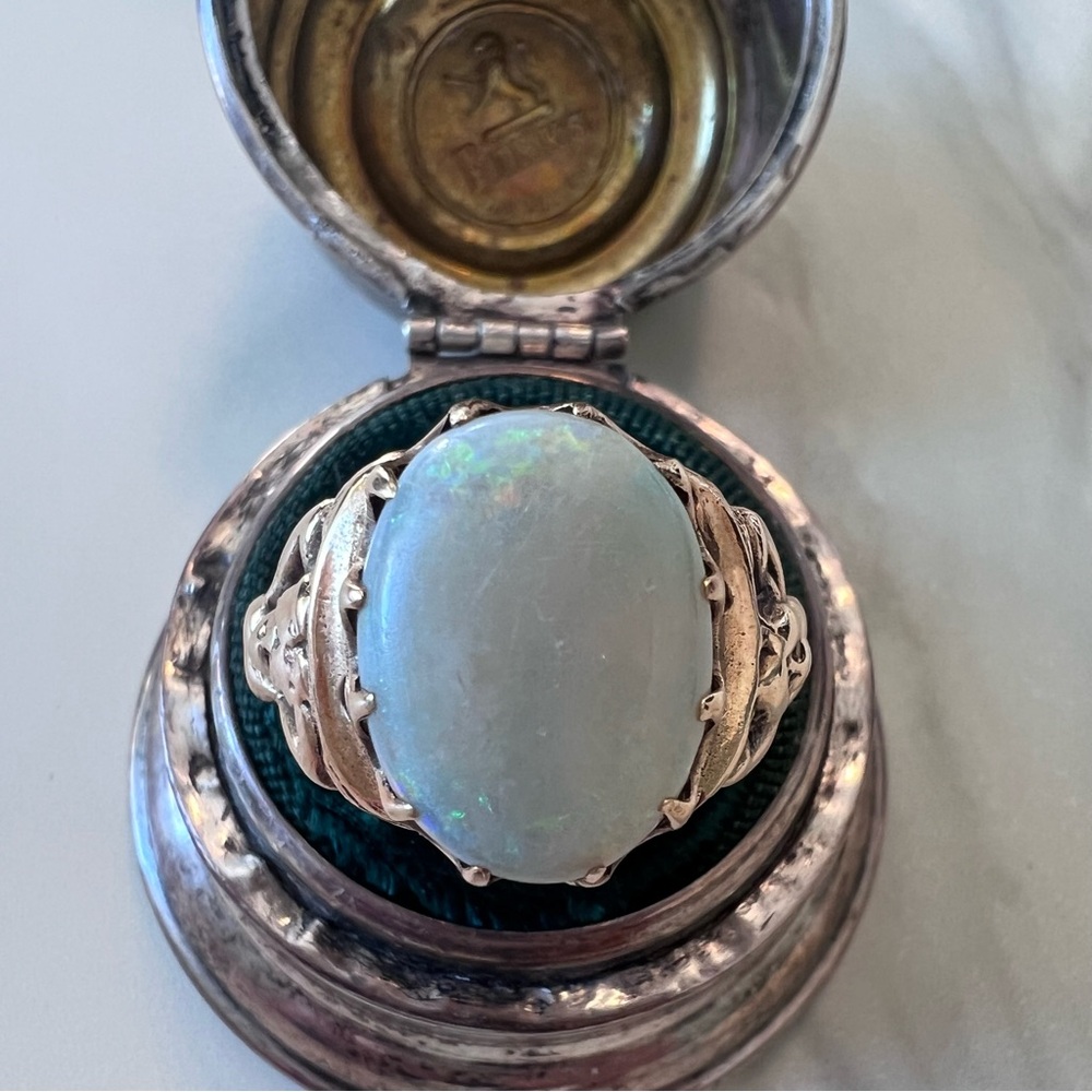 RARE 1970s Solid Gold 10K Men's/Women's Figural Authentic Australian Opal Ring - Picture 4 of 16
